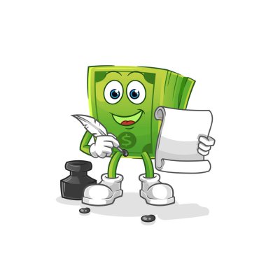 Para yazarı vektörü. çizgi film karakteri