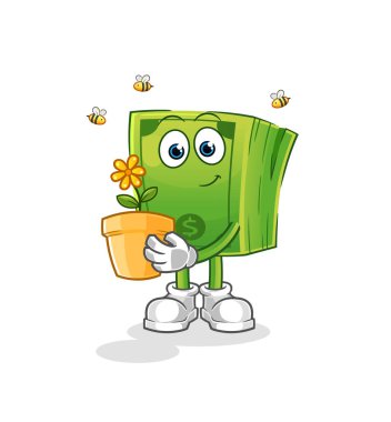 Para ve saksı. karakter vektörü