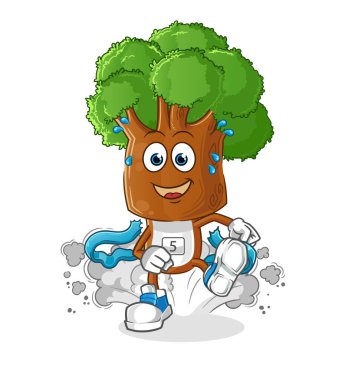 Ağaç kafalı çizgi film karakteri. çizgi film maskotu vektörü