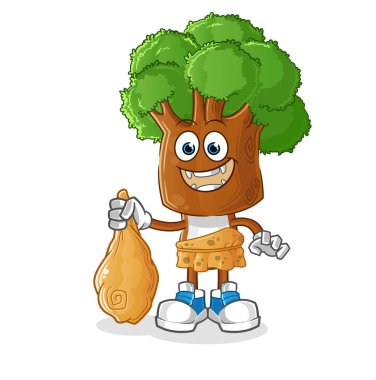 Antik ağaç başı çizgi filmi. çizgi film maskotu vektörü