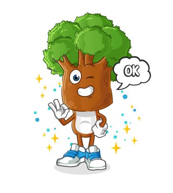 Ağaç kafalı çizgi film karakteri de aynı fikirde. çizgi film vektörü