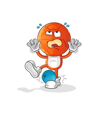 Basketbol baş çizgi filmi Hiten bovling ile. çizgi film maskotu vektörü