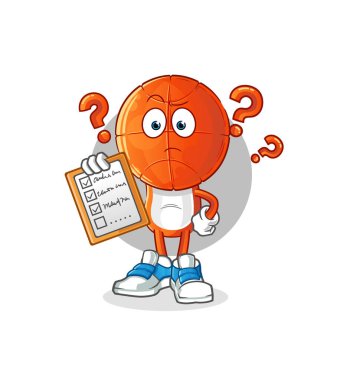 Basketbol baş çizgi film çizim listesi vektörü. çizgi film karakteri