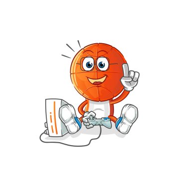 Basketbol kafa çizgi filmi video oyunları oynuyor. çizgi film karakteri