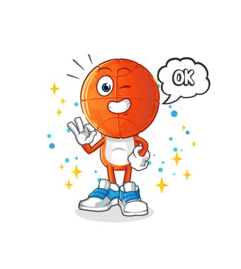 Basketbol baş çizgi film karakteri de aynı fikirde. çizgi film vektörü