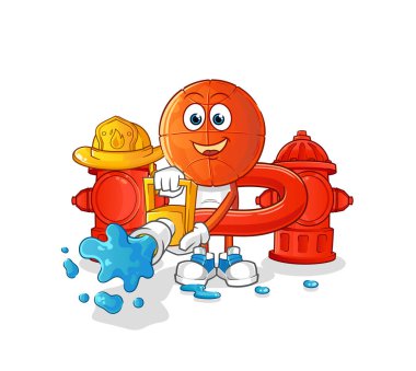 Basketbol baş çizgi film itfaiyecisi vektörü. çizgi film karakteri