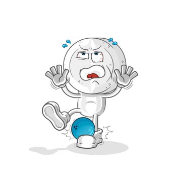 İlaç tabletinin baş çizgi filmi Hiten bovling ile. çizgi film maskotu vektörü