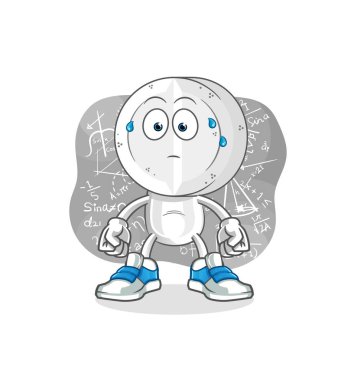 İlaç tableti kafa karikatürü sert vektör düşünüyor. çizgi film karakteri