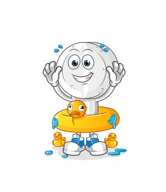 Ördek şamandıralı ilaç tableti. çizgi film maskotu vektörü