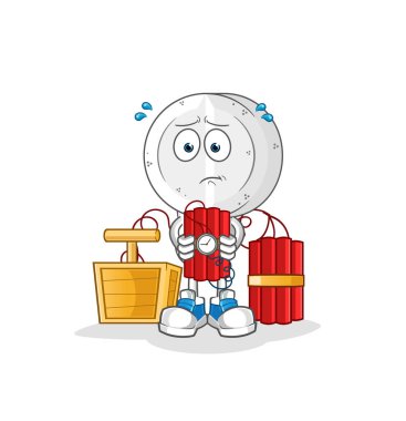 İlaç tabletinin başındaki çizgi filmde dinamit karakteri vardı. çizgi film vektörü