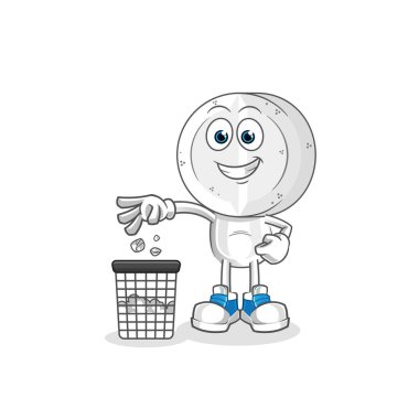 İlaç tableti kafa çizgi filmi. Çöp maskotu at. çizgi film vektörü