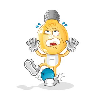Ampul başlı çizgi film Hiten 'i bowlingle. çizgi film maskotu vektörü
