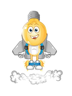 Maskotlu ampul başlı çizgi film. çizgi film vektörü