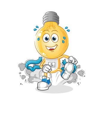 Ampul kafalı çizgi film karakteri. çizgi film maskotu vektörü