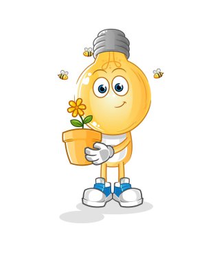 Ampul kafalı çizgi film karakteri. karakter vektörü