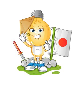 Ampul başlı çizgi film Japon vektörü. çizgi film karakteri