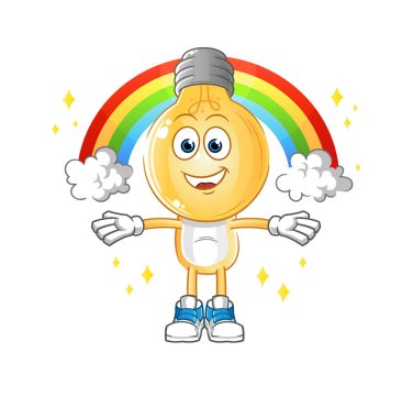 Gökkuşaklı ampul başlıklı çizgi film. çizgi film vektörü