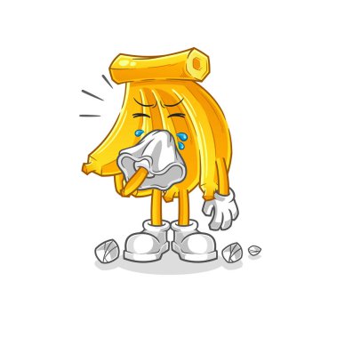 Muz sümkürme karakteri. çizgi film maskotu vektörü