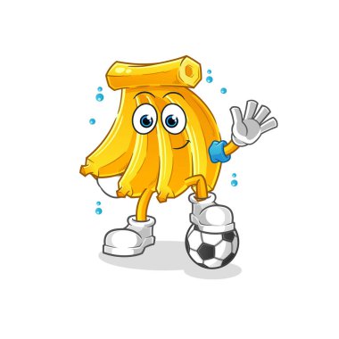 Muz futbol oynuyor. karakter vektörü