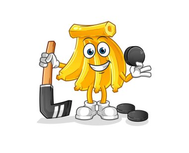 Muz hokey oynuyor. çizgi film karakteri