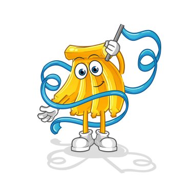 Muz Ritmik Jimnastik maskotu. çizgi film vektörü