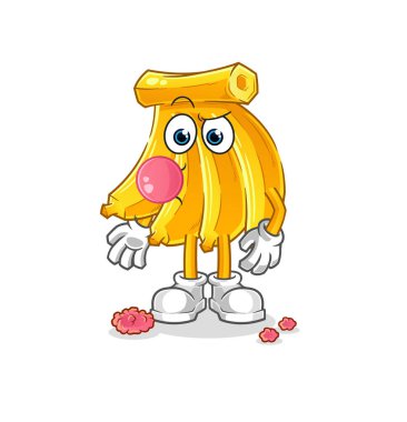 Muz çiğneyen sakız vektörü. çizgi film karakteri