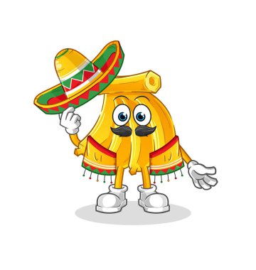 Muz Meksika kültürü ve bayrağı. çizgi film maskotu vektörü