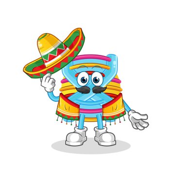 DNA Meksika kültürü ve bayrağı. çizgi film maskotu vektörü