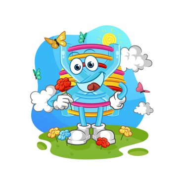 DNA ilkbaharda çiçek toplar. karakter vektörü