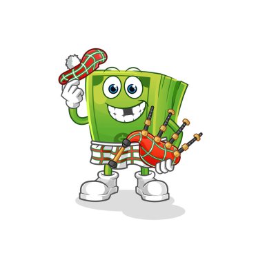 Gayda taşıyıcısı olan İskoç parası. çizgi film karakteri