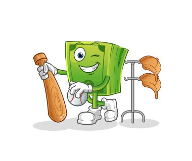 Beyzbol maskotu rolünde para. çizgi film vektörü