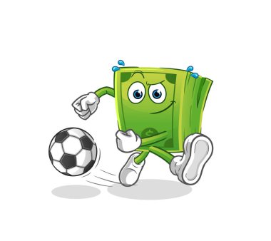 Para karikatürü tekmeliyor. çizgi film maskotu vektörü