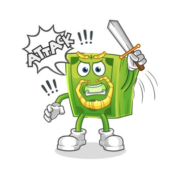 Para şövalyeleri kılıçla saldırır. çizgi film maskotu vektörü