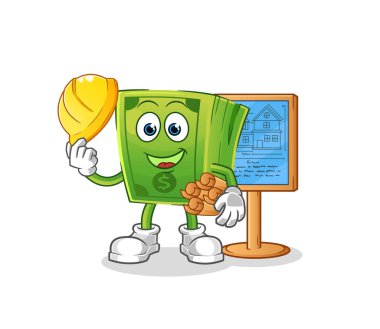 Para Mimarı illüstrasyonu. karakter vektörü