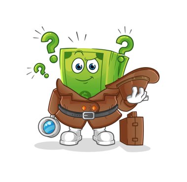 Para dedektifi vektörü. çizgi film karakteri