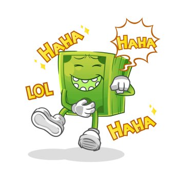 Para Yüksek Sesli Kahkaha karakteri. çizgi film maskotu vektörü