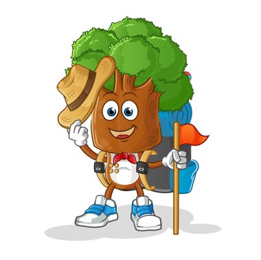 Ağaç başlı karikatür izci vektörü. çizgi film karakteri