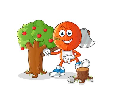 Basketbol baş çizgi filmi Carpenter Illustrasyon. karakter vektörü