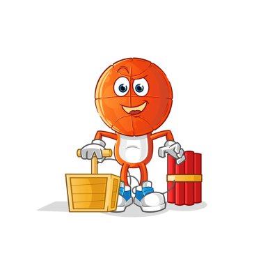 Basketbol kafasında dinamit fünyesi olan bir çizgi film. çizgi film vektörü