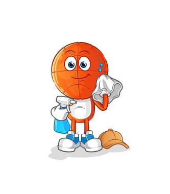 Basketbol baş çizgi film temizleyici vektörü. çizgi film karakteri