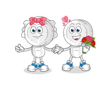 İlaç tableti kafa çizgi film düğünü. çizgi film maskotu vektörü