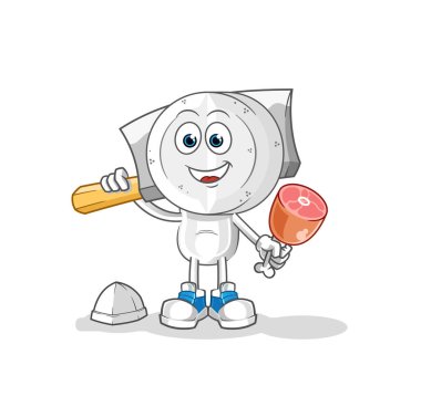 İlaç tableti baş çizgi film Kasap illüstrasyonu. karakter vektörü