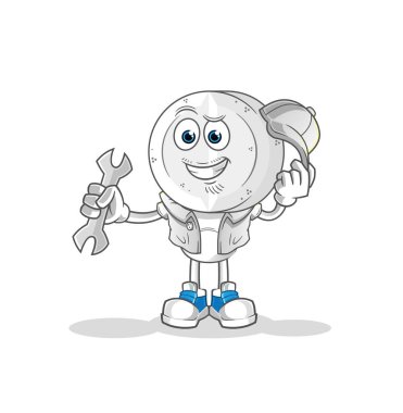 ilaç tableti baş karikatür mekanik çizgi filmi. çizgi film maskotu vektörü