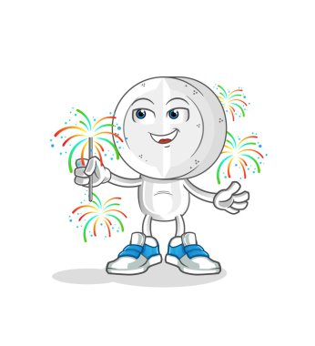 Havai fişek maskotlu ilaç tableti. çizgi film vektörü