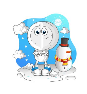 Soğuk kış karakteri içinde ilaç tableti başı çizgi filmi. çizgi film vektörü