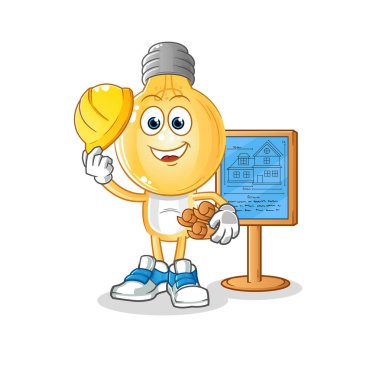 Ampul başlıklı çizgi film Mimarı illüstrasyonu. karakter vektörü