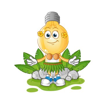 Ampul kafalı çizgi film karakteri Hawai 'li dalga karakteri. çizgi film vektörü