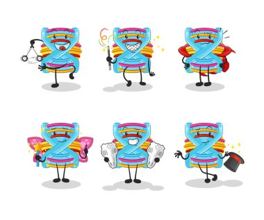 DNA sihirli grup karakteri. çizgi film maskotu vektörü