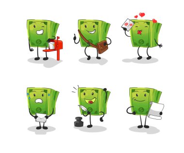 Para postacısı karakter belirledi. çizgi film maskotu vektörü