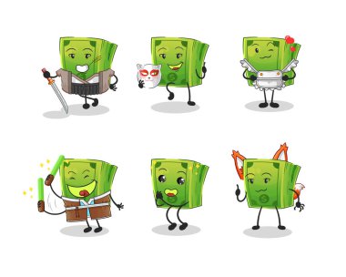 Para Japon kültür grubu karakteri. maskot vektörü